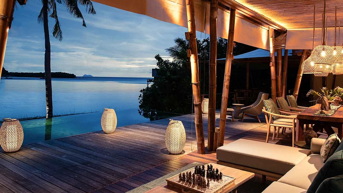 Terrasse d'un des restaurants de l'hôtel, Bawah Reserve