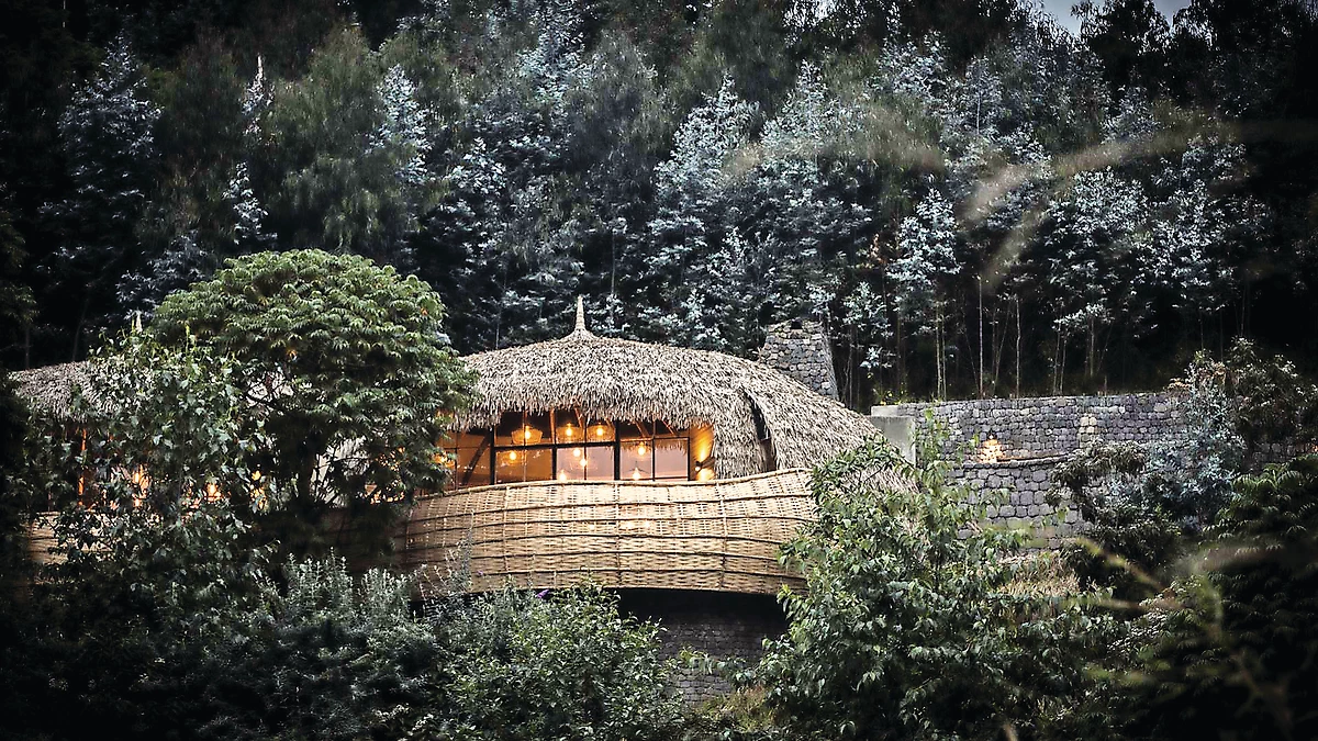 Vue extérieure, Bisate Lodge, parc national des Volcans