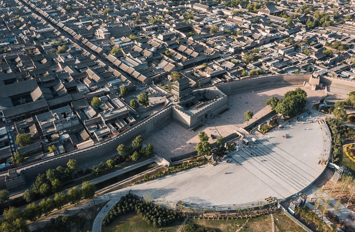 Vue aérienne de l'ancienne cité de Pingyao, Shanxi, Chine