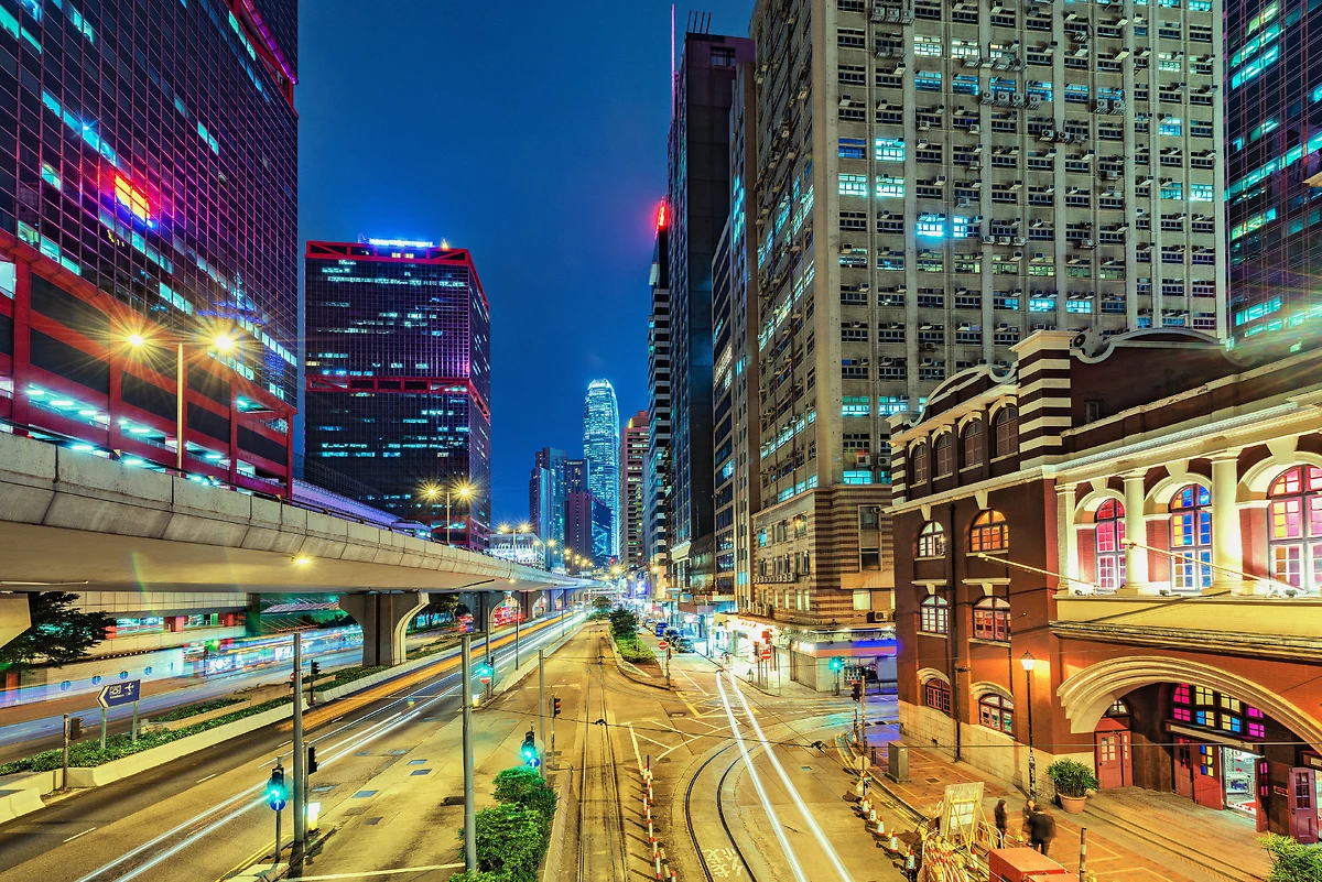 Centre-ville de nuit, Hong Kong, Chine