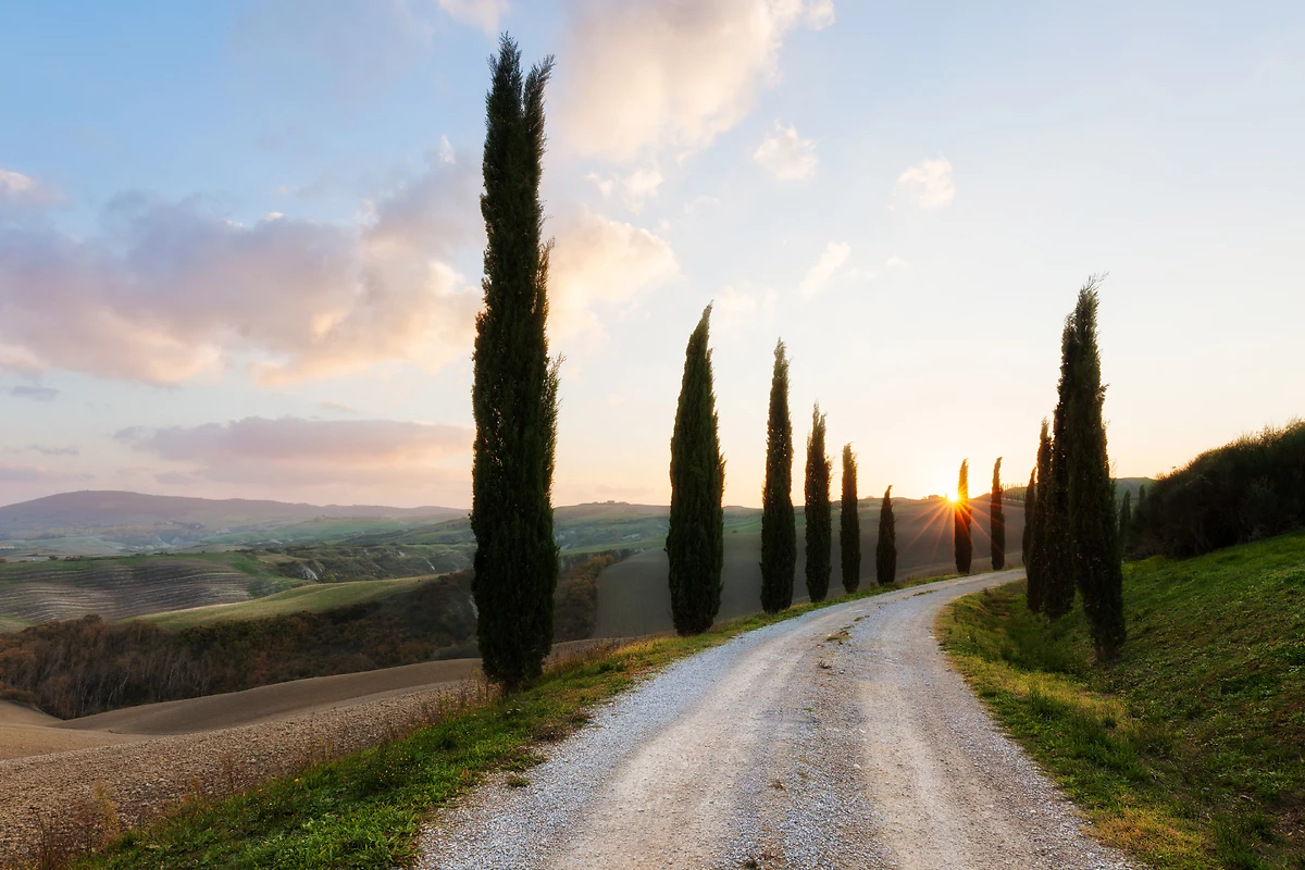 Route à travers la campagne toscane, Toscane