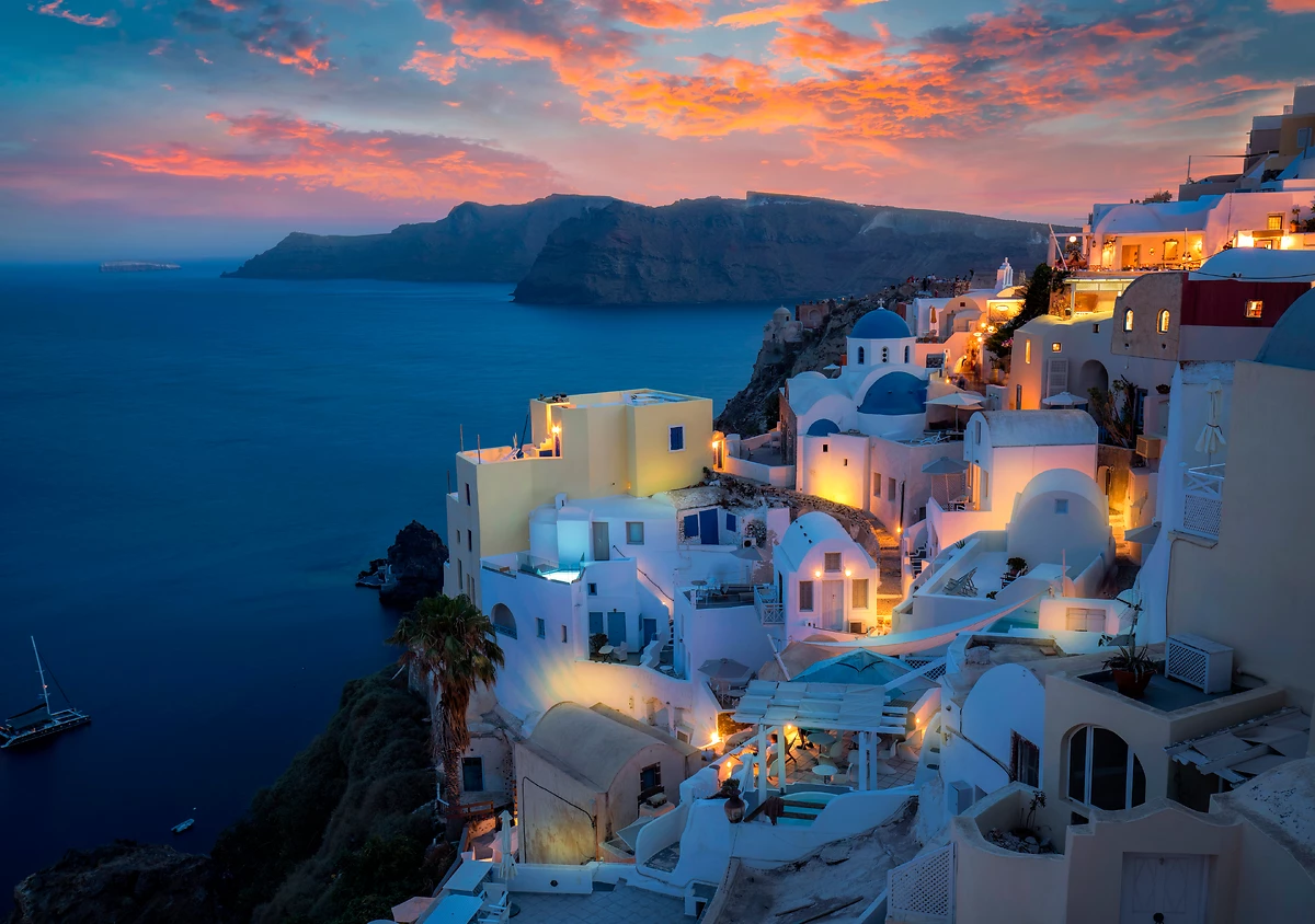 Coucher de soleil sur Oia, Santorin