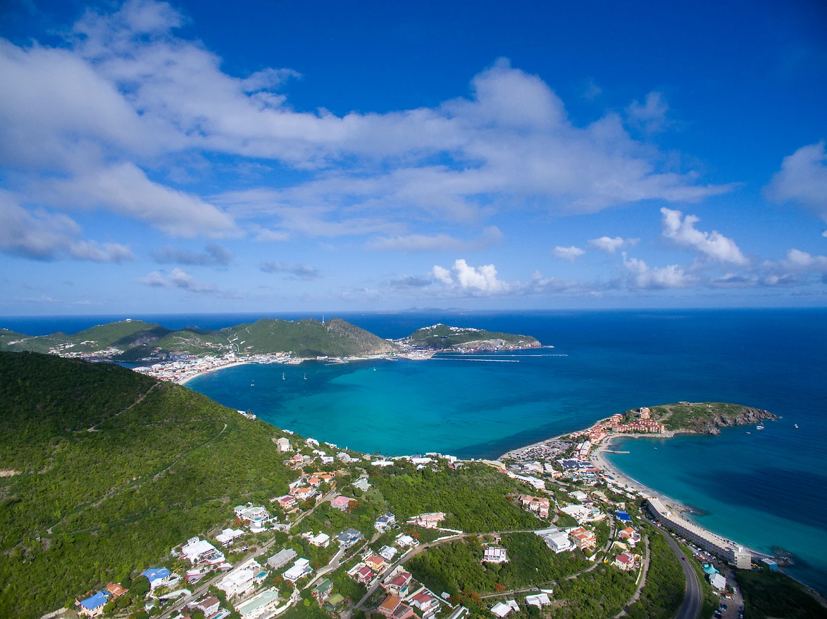 Vue aérienne de Philipsburg, Saint-Martin