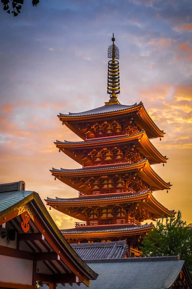Pagode, Temple Senso-ji Kannon, Tokyo, Japon