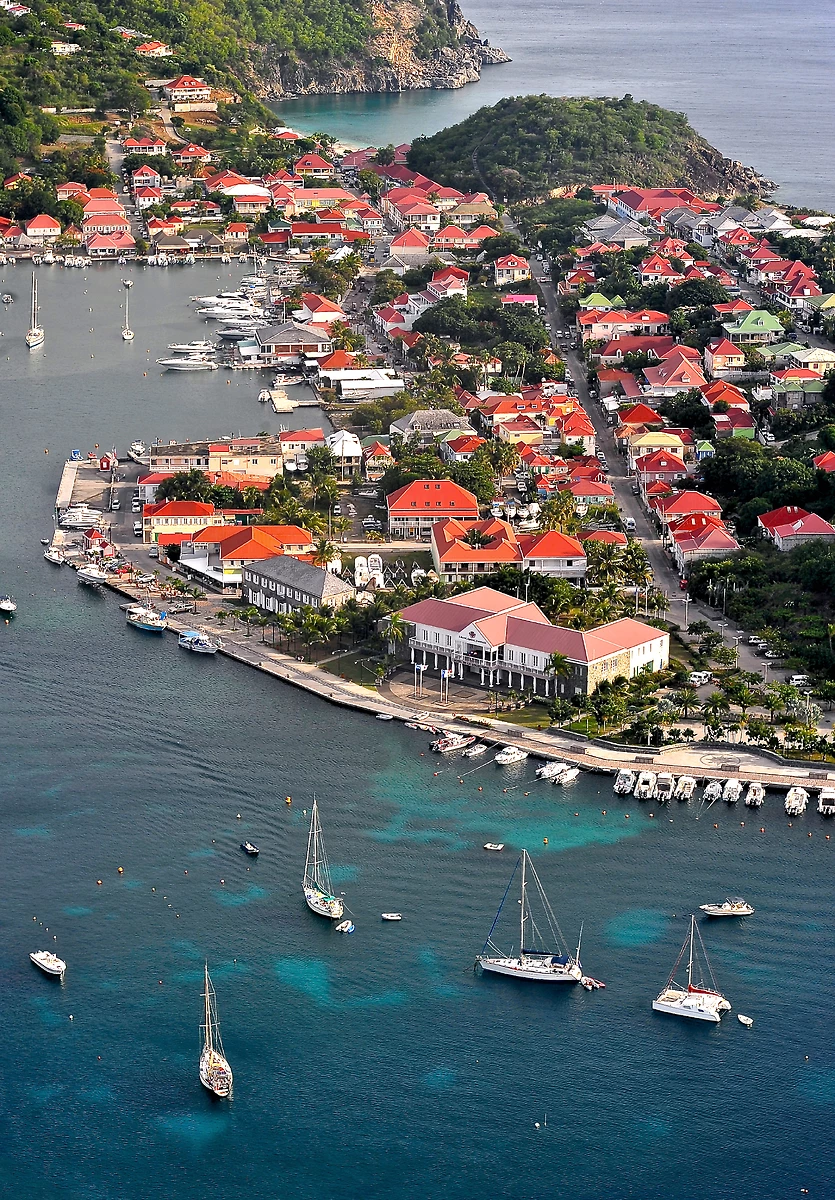 Vue aérienne de Gustavia, Saint-Barthélemy