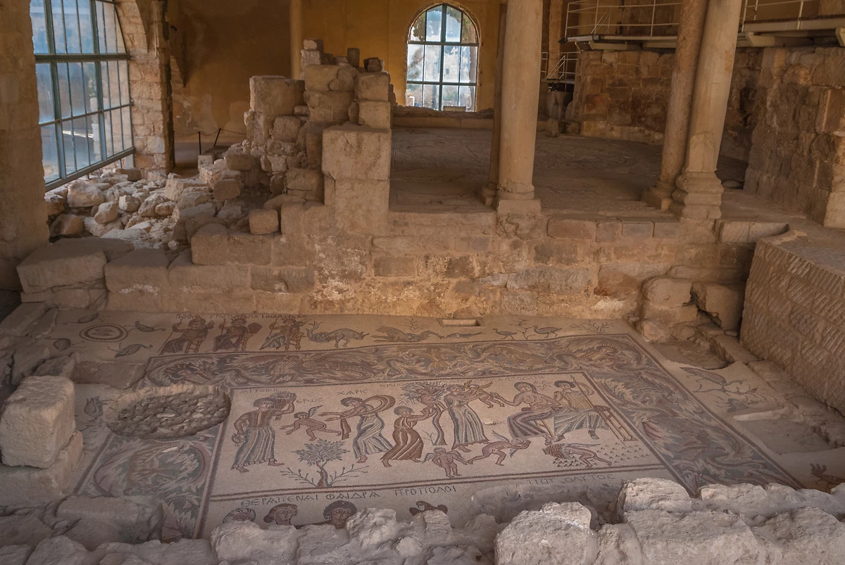 Ancienne mosaïque du VIe siècle, Eglise d'Apostles, Madaba, Jordanie