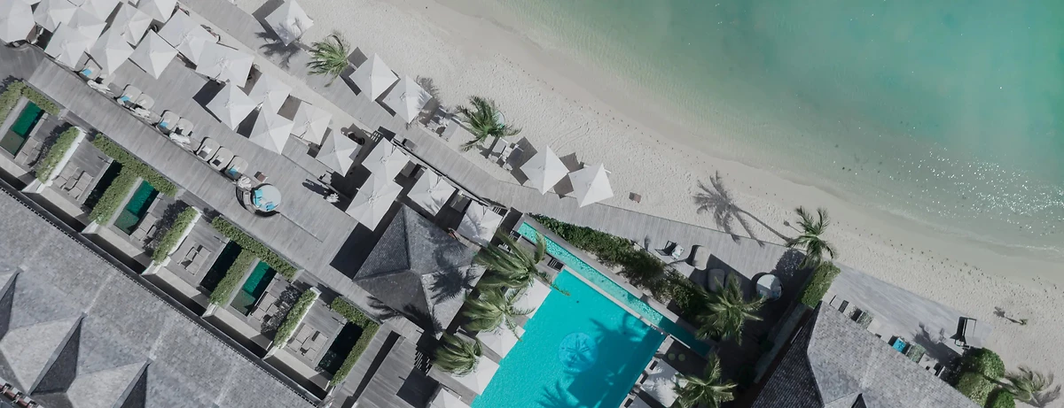 Vue aérienne de l'hôtel, Le Barthélemy