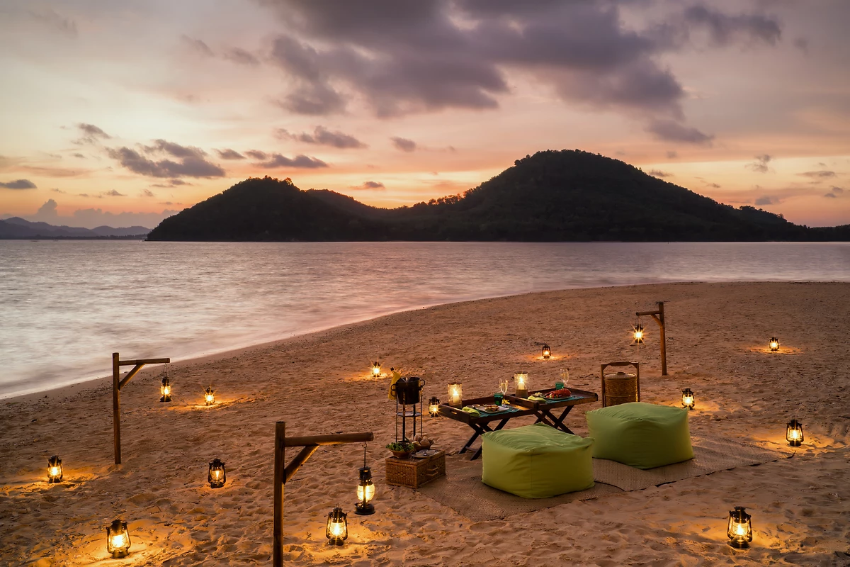 Diner, privé sur la plage de l'hôtel, Six Senses Yao Noi