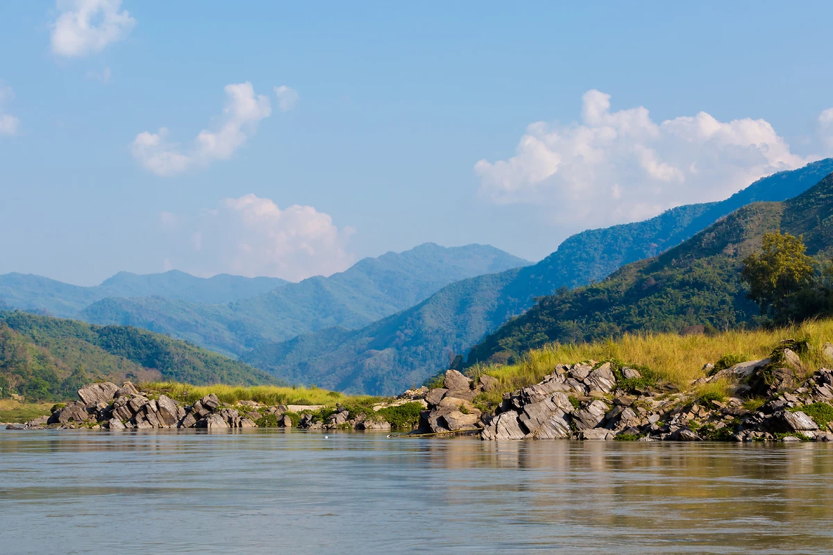 Paysage de Huay Xai le long du Mékong, Laos