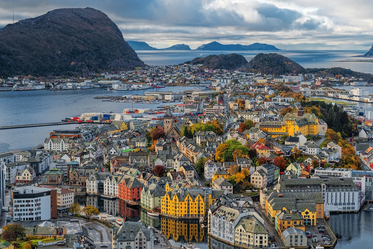 Vue sur Ålesund depuis la colline Aksla, Norvège