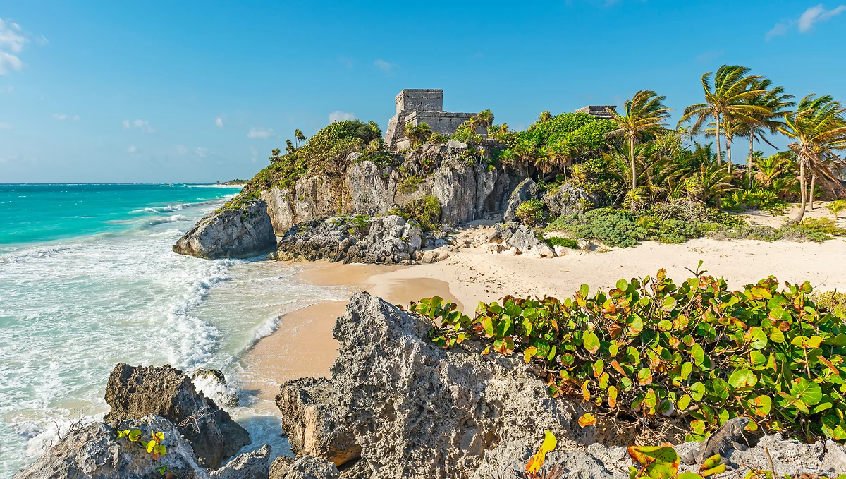 Ruines maya au bord de la plage, Tulum, Yucatan, Mexique