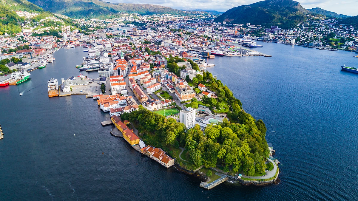 Vue aérienne de Bergen, Norvège
