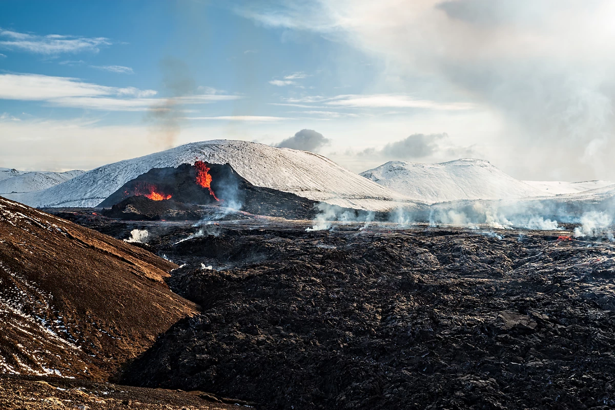 Eruption du volcan Fagradalsfjall, péninsule de Reykjanes, Islande