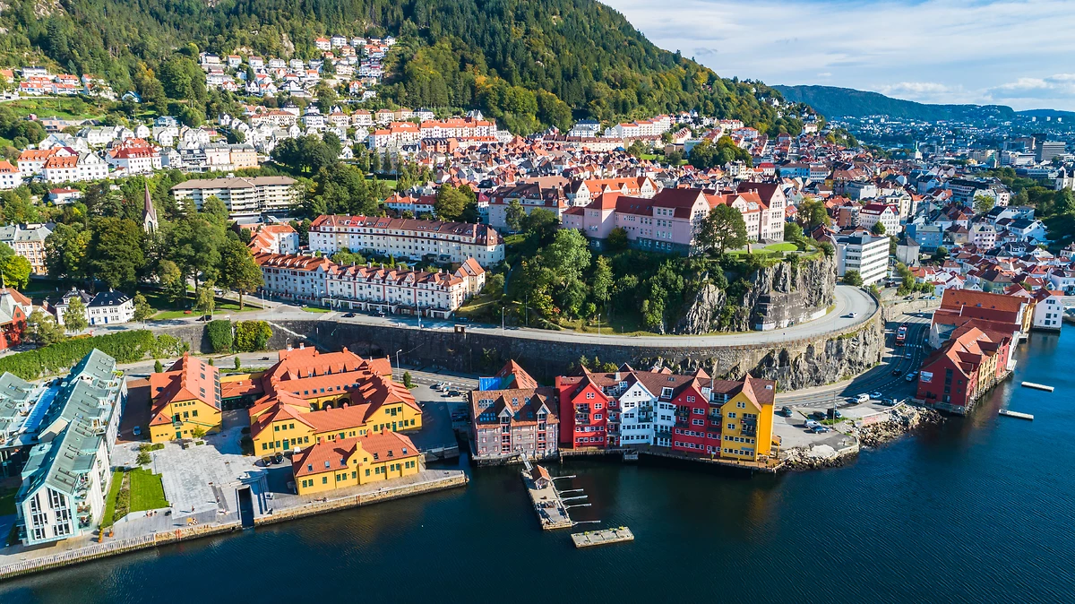 Vue aérienne de Bergen, Norvège