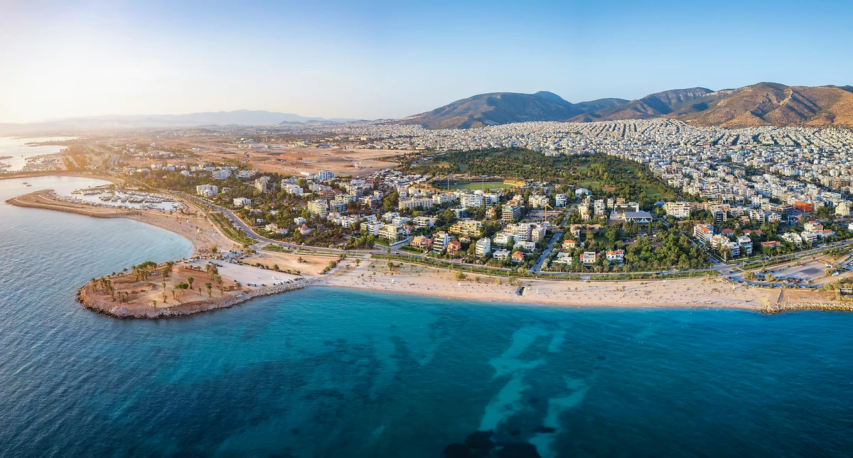 Vue aérienne de Glyfada, Cap Sounion, Grèce