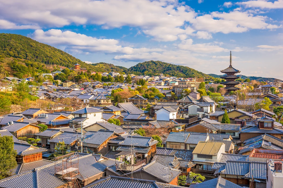 Panorama de la vieille ville dans le quartier de Higashiyama, Kyoto, Japon