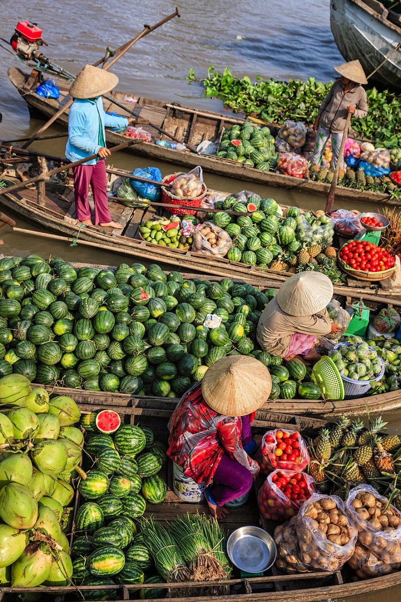 Marché flottant, Delta du Mekong, Viêtnam