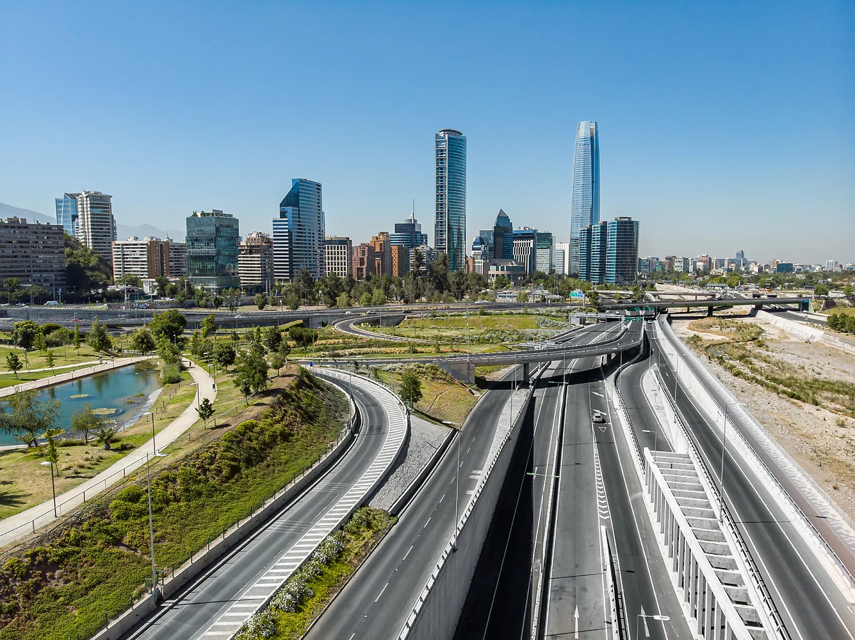 Vue du district financier de Santiago, Chili
