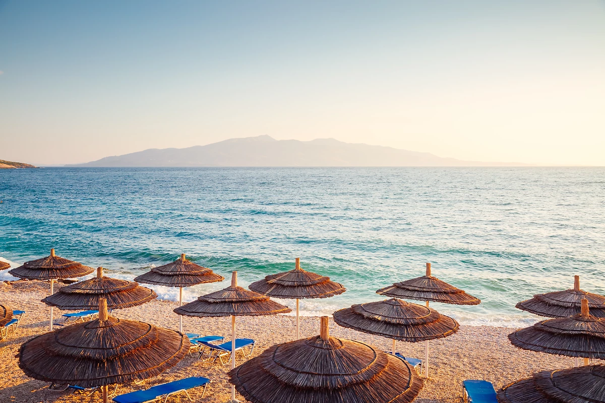 Plage, Station balnéaire de Saranda, Albanie