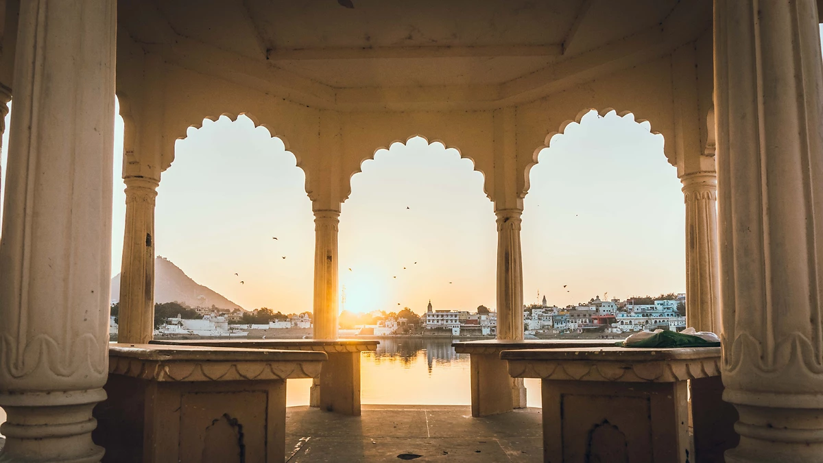 Coucher de soleil sur la ville d'Udaipur, Inde