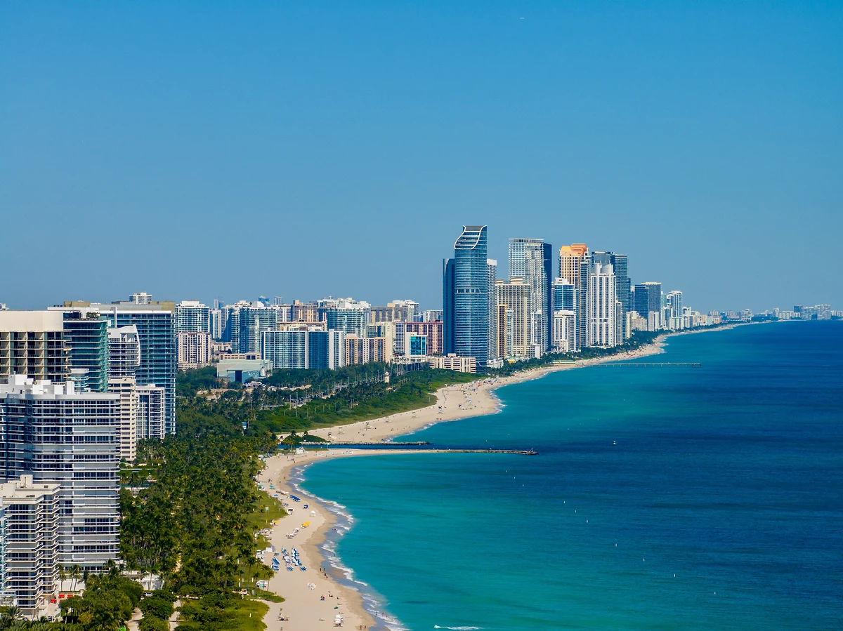 Photo aérienne de l’anse de Miami Beach