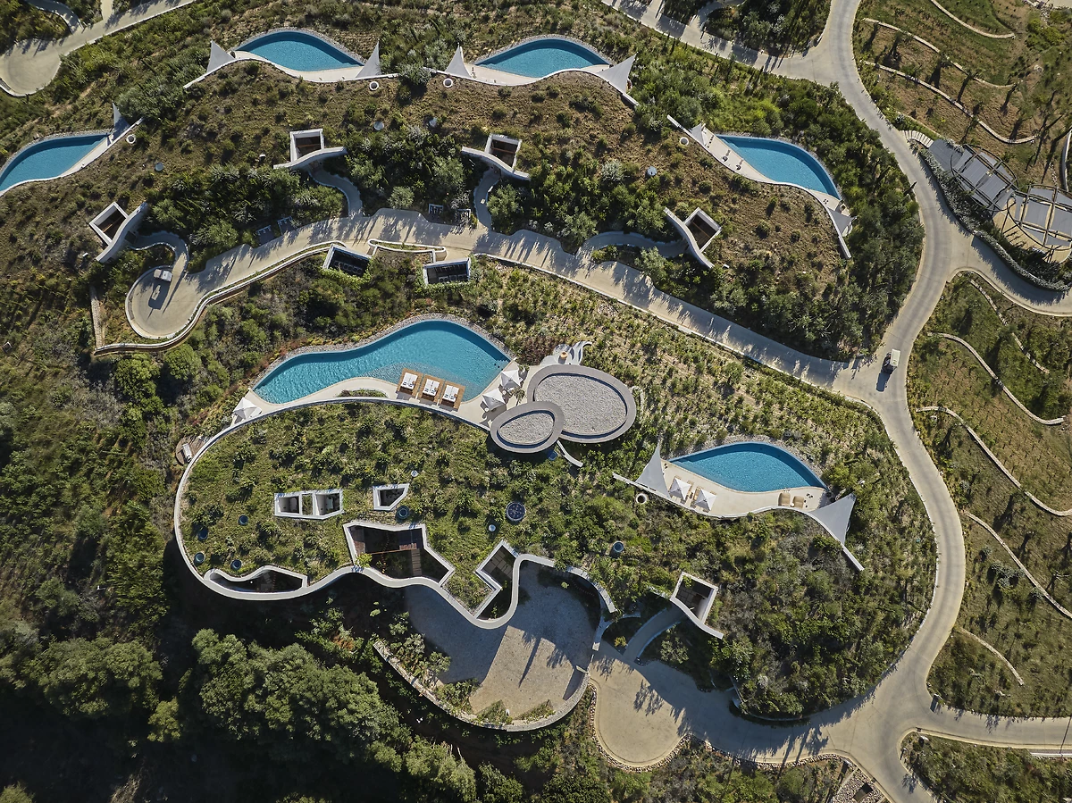 Vue aérienne d'une villa, Mandarin Oriental Costa Navarino